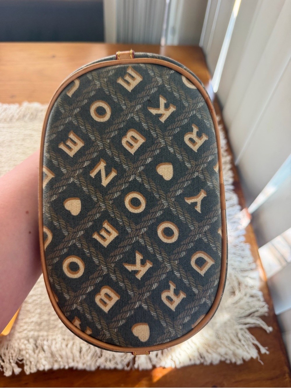 VINTAGE Dooney & Bourke Logo-Print Hobo with Tan Trim - Picture 3 of 7